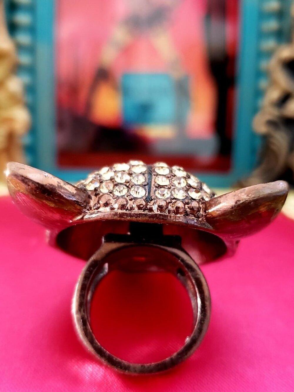 Vintage Betsey Johnson Jungle Fever Cougar Panther Leopard Cat Rhinestone Ring 8 - Picture 6 of 11